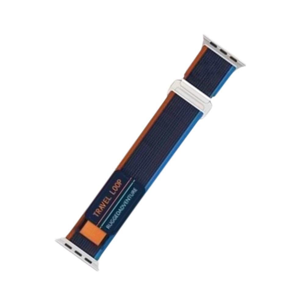  Apple Watch 45mm Alice Kumaş Kordon - Mavi-Turuncu