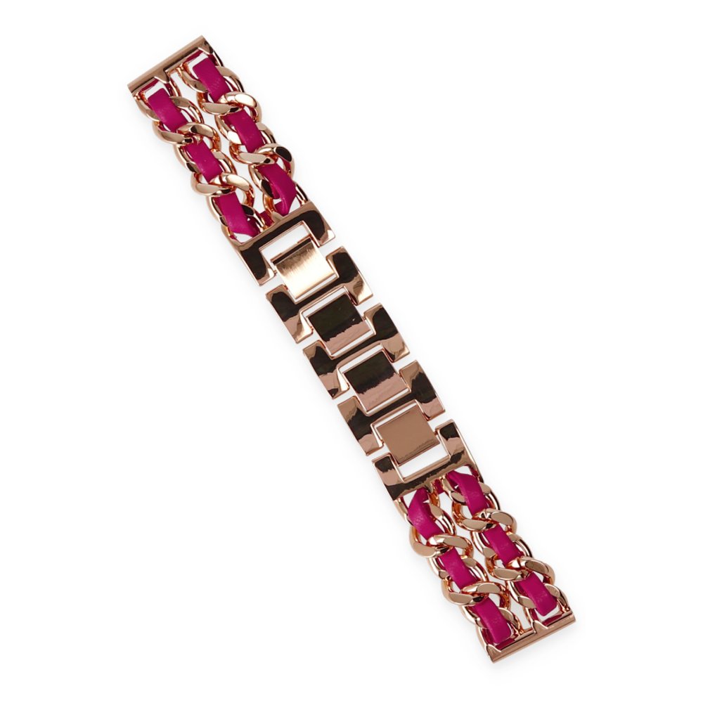  Watch 20mm KR406 Metal Bakla Kordon - Pembe