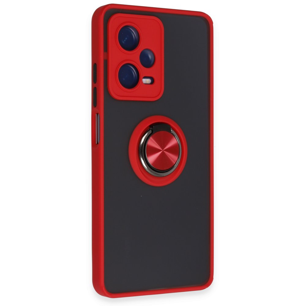  Xiaomi Poco X5 5G Kılıf Montreal Yüzüklü Silikon Kapak - Kırmızı