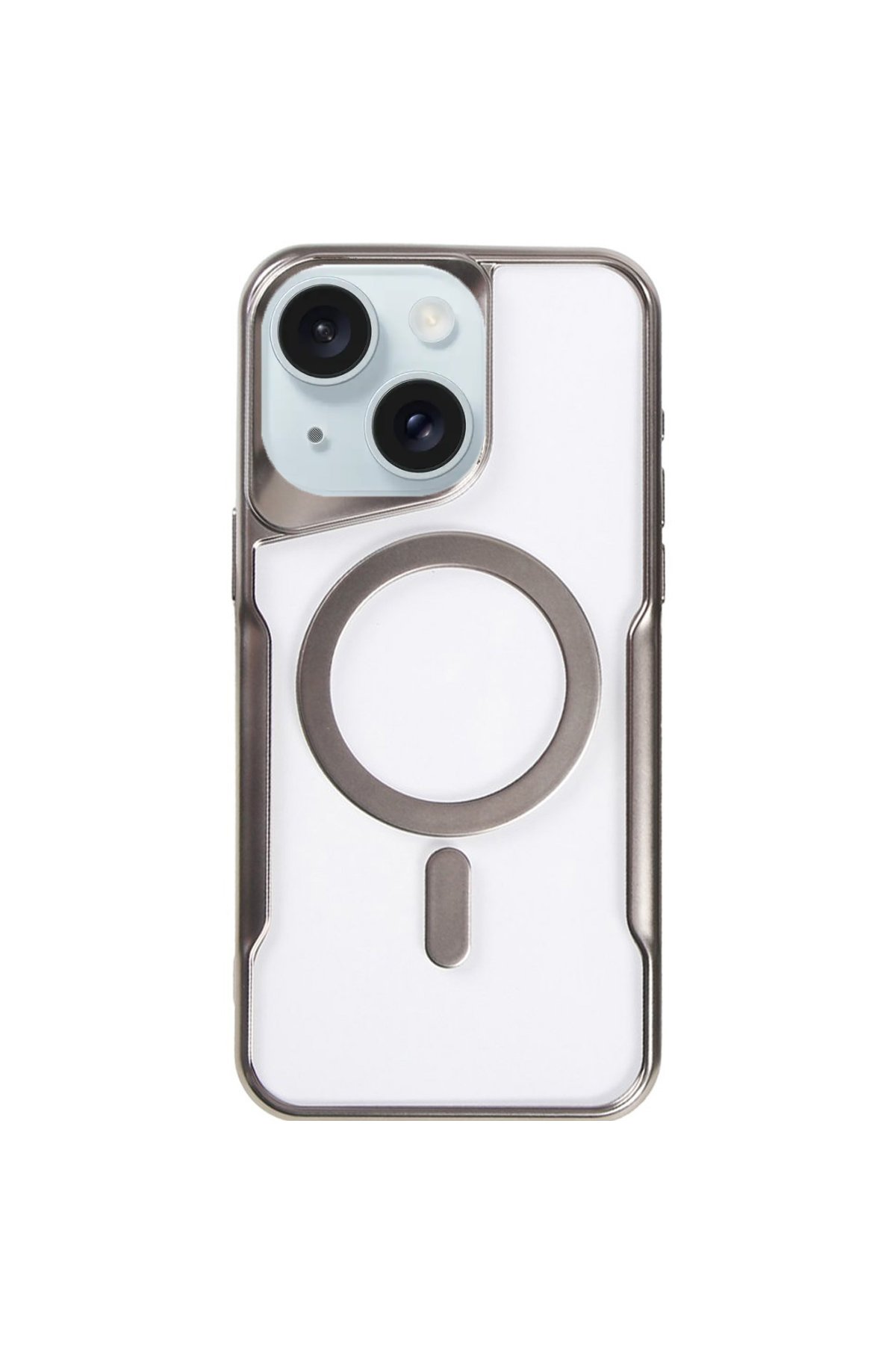 iPhone 15 Plus Kılıf Boyi Magsafe Silikon Kapak - Titan Gri  iPhone 15 Plus Kılıf Boyi Magsafe Silikon Kapak - Titan Gri