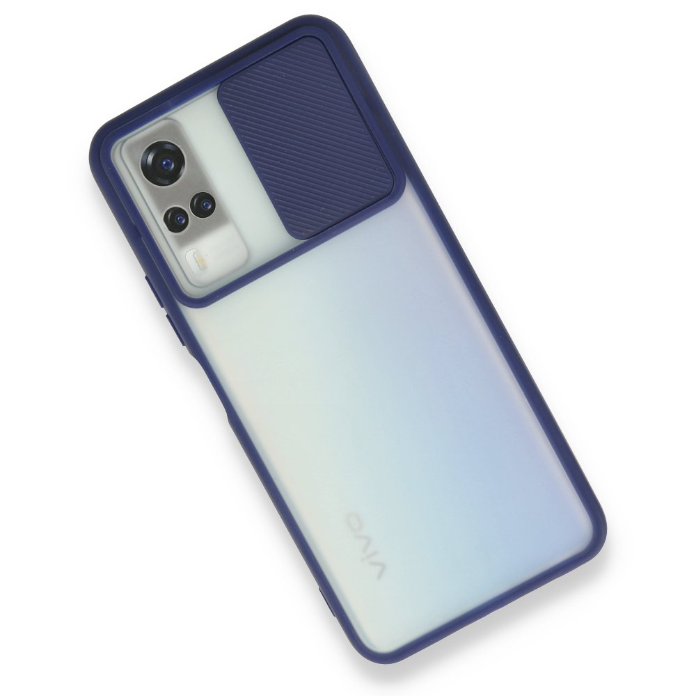  Vivo Y51 Kılıf Palm Buzlu Kamera Sürgülü Silikon - Lacivert