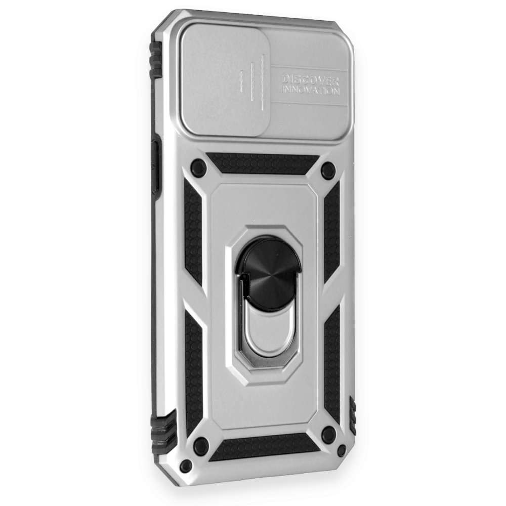  iPhone 12 Pro Max Kılıf Pars Lens Yüzüklü Silikon - Gümüş