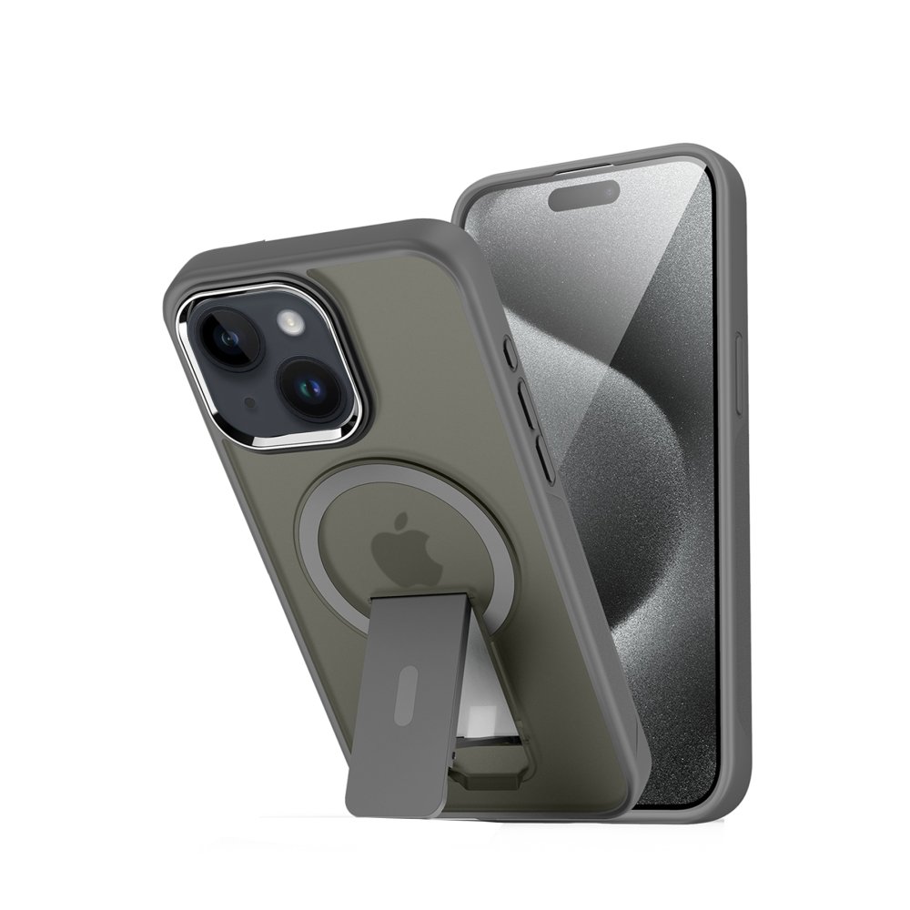  iPhone 15 Tork Magsafe Standlı Kapak - Titan Gri