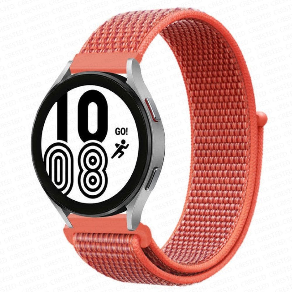  Samsung Galaxy Watch 4 Hasırlı Cırtcırtlı Kordon - Turuncu