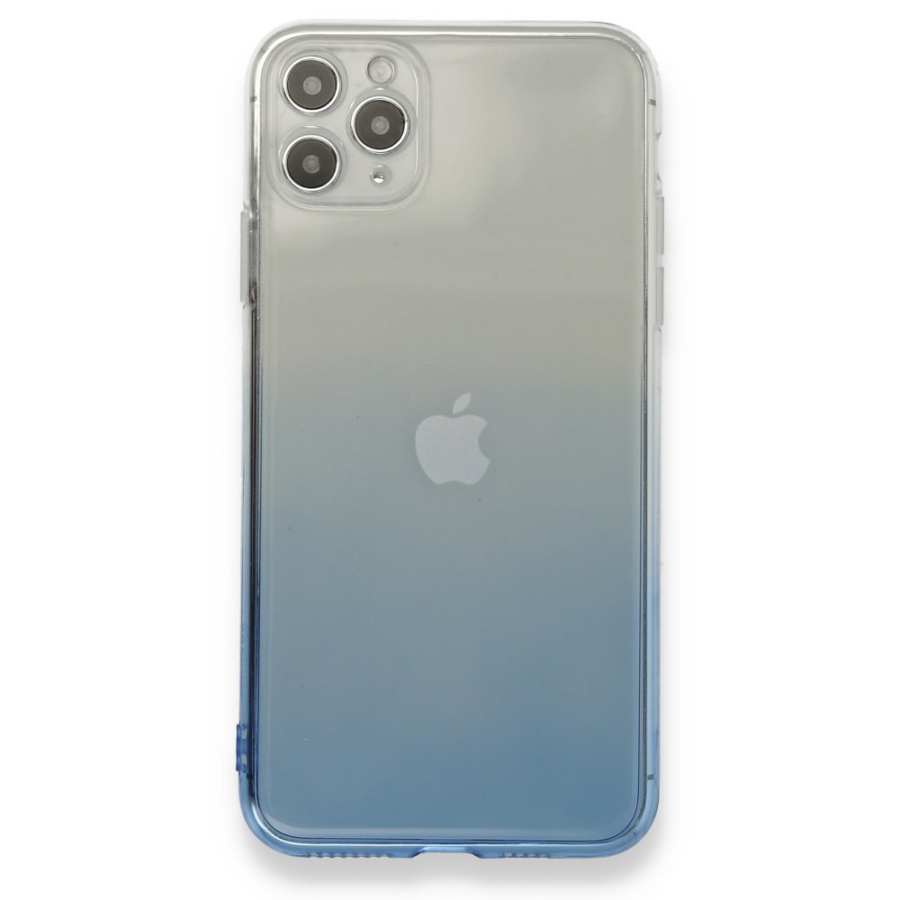  iPhone 11 Pro Max Kılıf Lüx Çift Renkli Silikon - Mavi