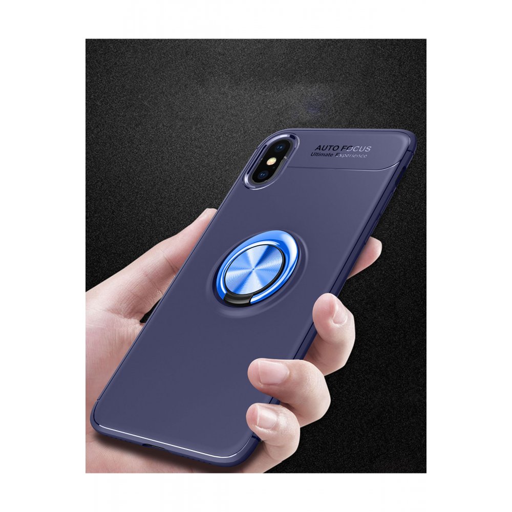  iPhone X Kılıf Range Yüzüklü Silikon - Mavi