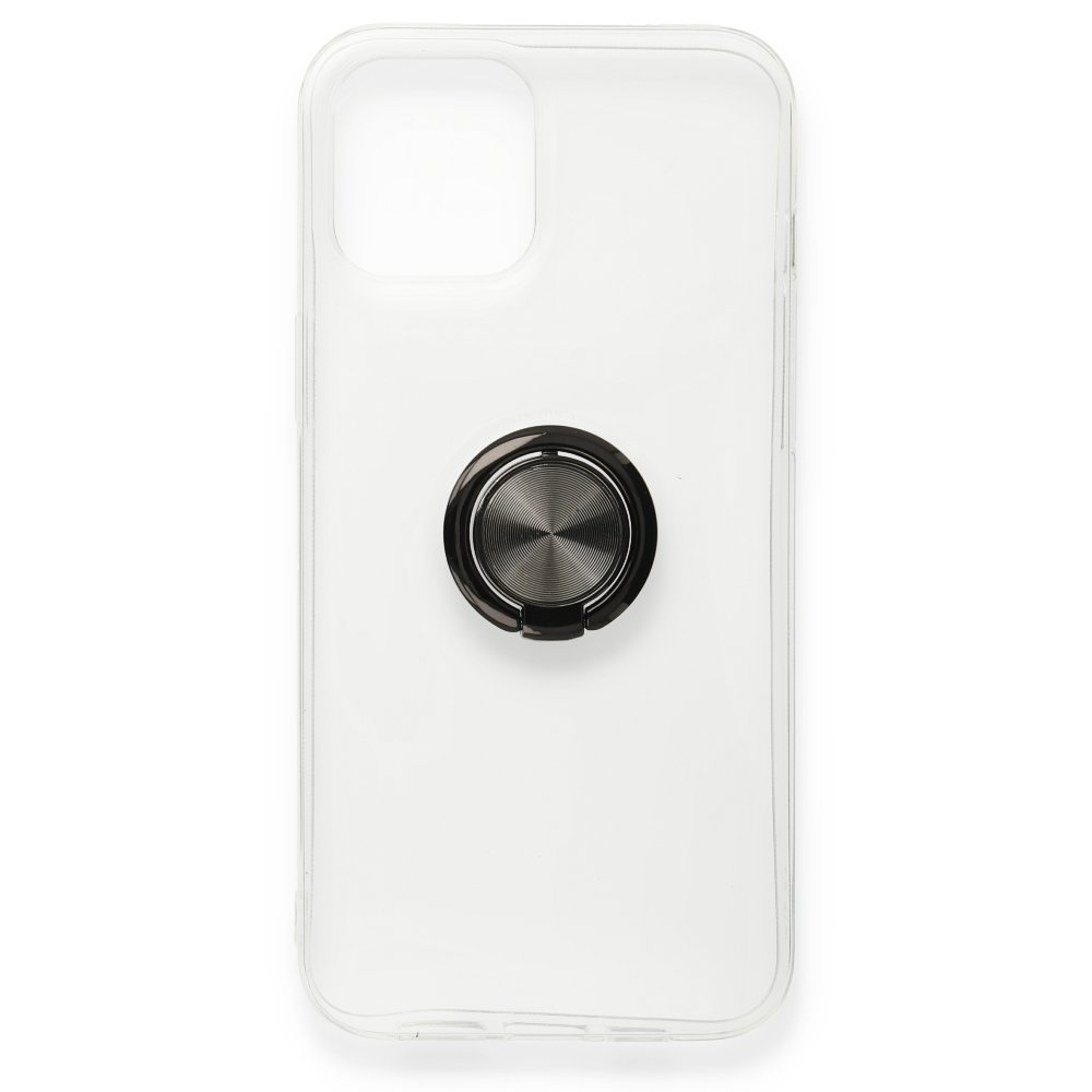  iPhone 12 Pro Max Kılıf Gros Yüzüklü Silikon - Siyah
