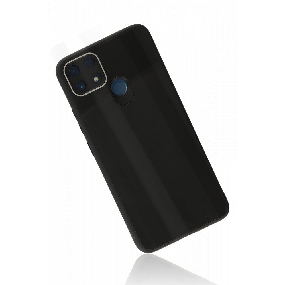  Realme C25s Kılıf Glass Kapak - Siyah