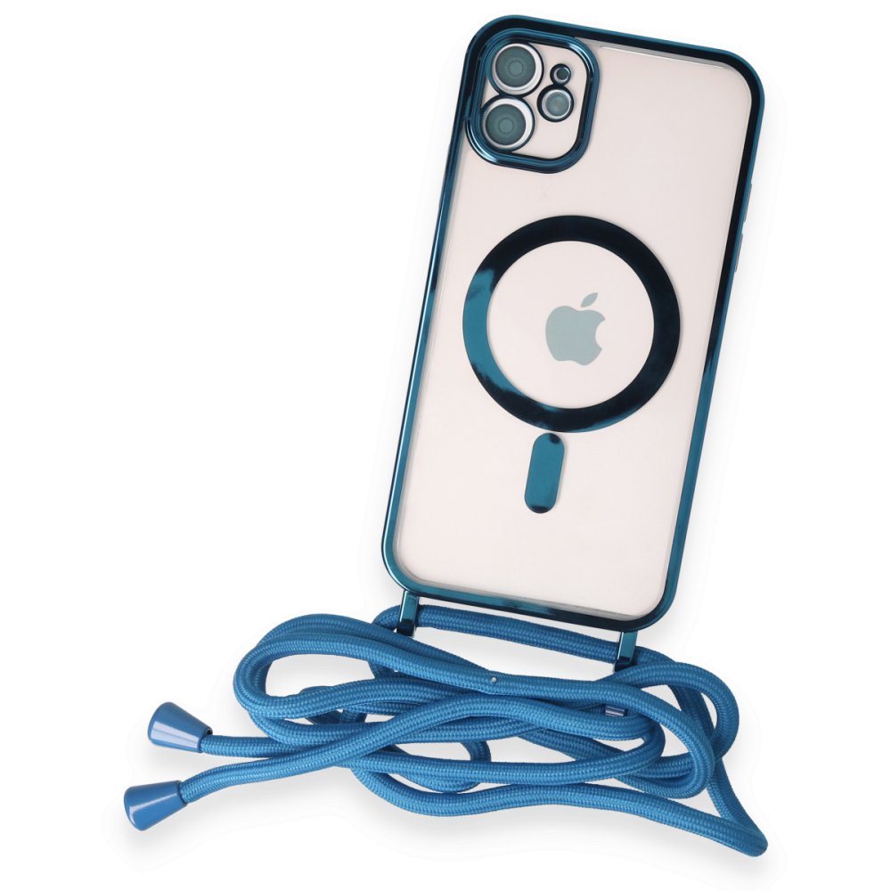  iPhone 11 Kılıf Divo Lazer Askılı Magsafe Kapak - Sierra Blue