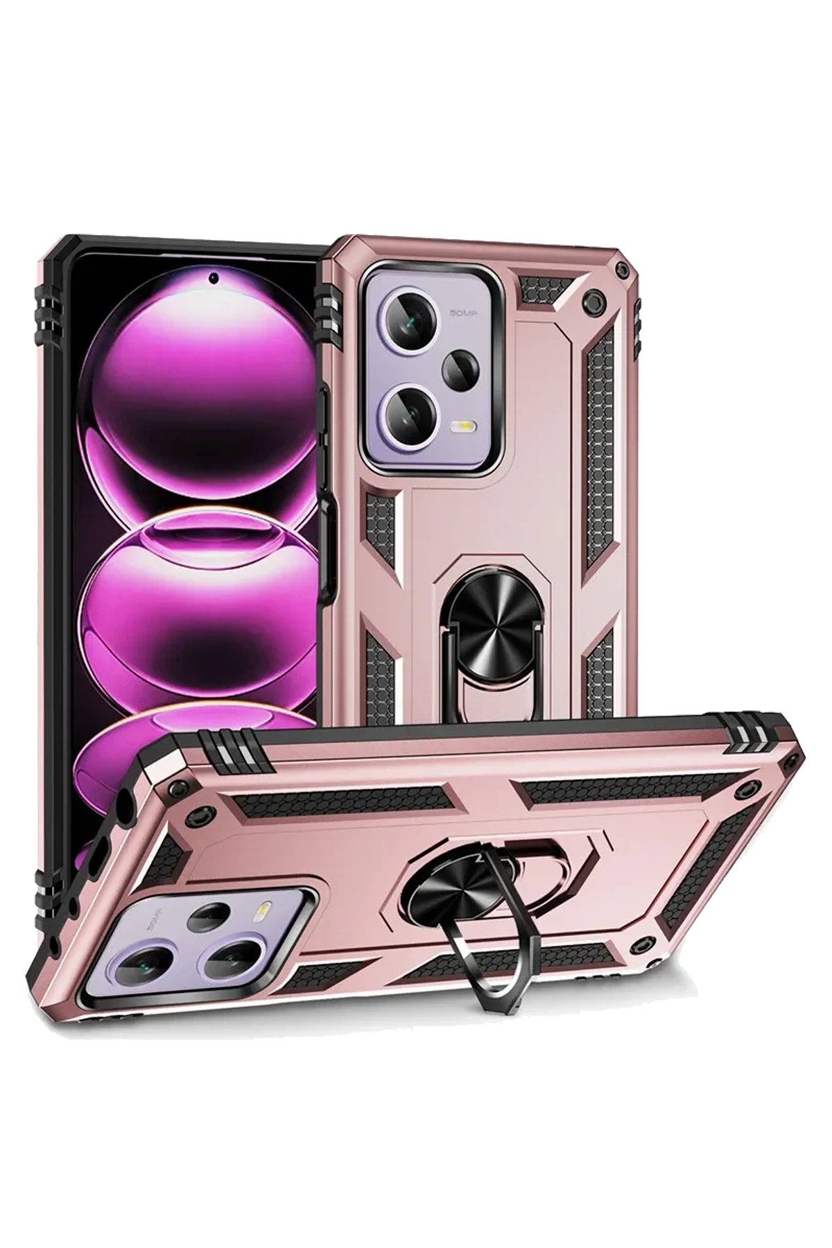 Redmi Note 12 5G Kılıf Sofya Yüzüklü Silikon Kapak - Rose Redmi Note 12 5G Kılıf Sofya Yüzüklü Silikon Kapak - Rose