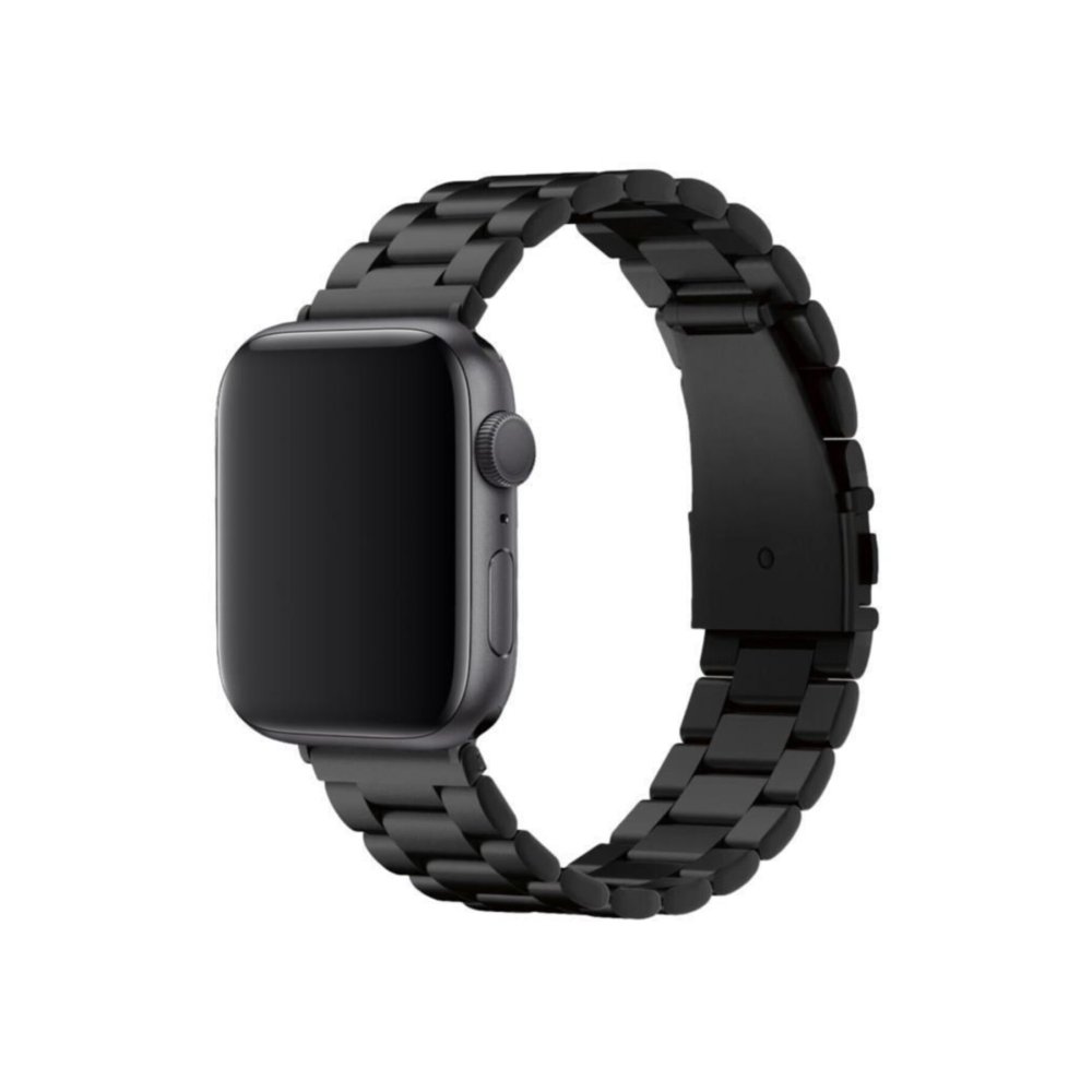 Apple Watch 44mm Metal Baklalı Kordon - Siyah Apple Watch 44mm Metal Baklalı Kordon - Siyah