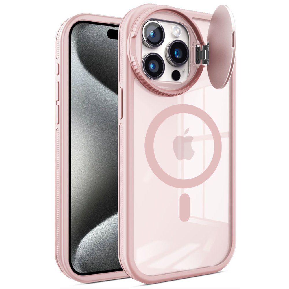  iPhone 15 Pro Max Kılıf Teleskop Lens Magsafe Silikon Kapak - Pembe