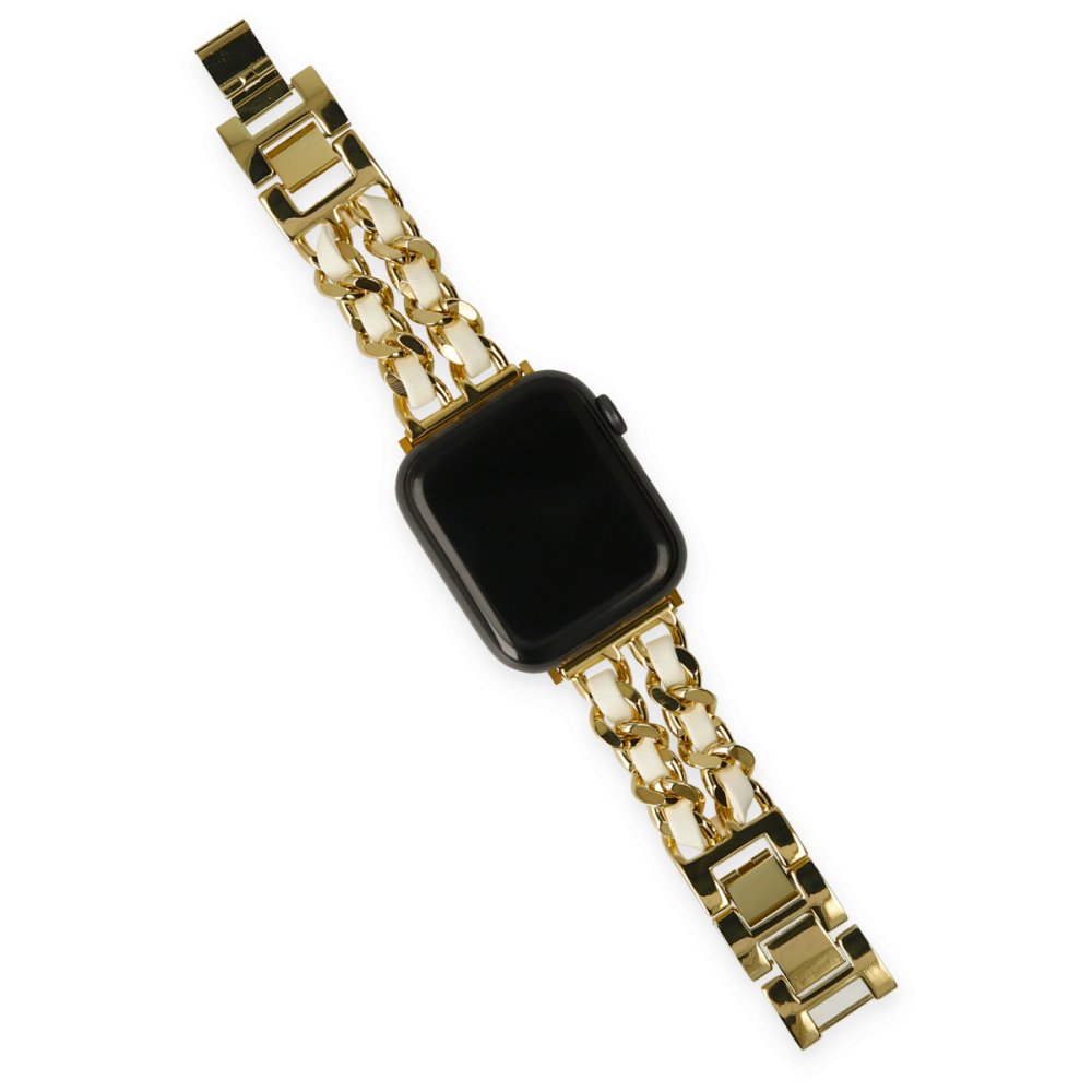  Apple Watch 40mm KR405 Metal Bakla Kordon - Beyaz