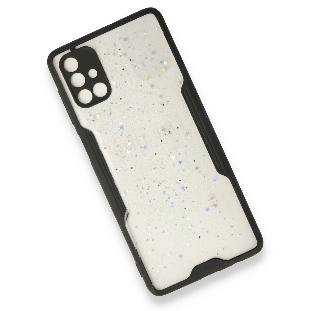  Samsung Galaxy M51 Kılıf Platin Simli Silikon - Siyah