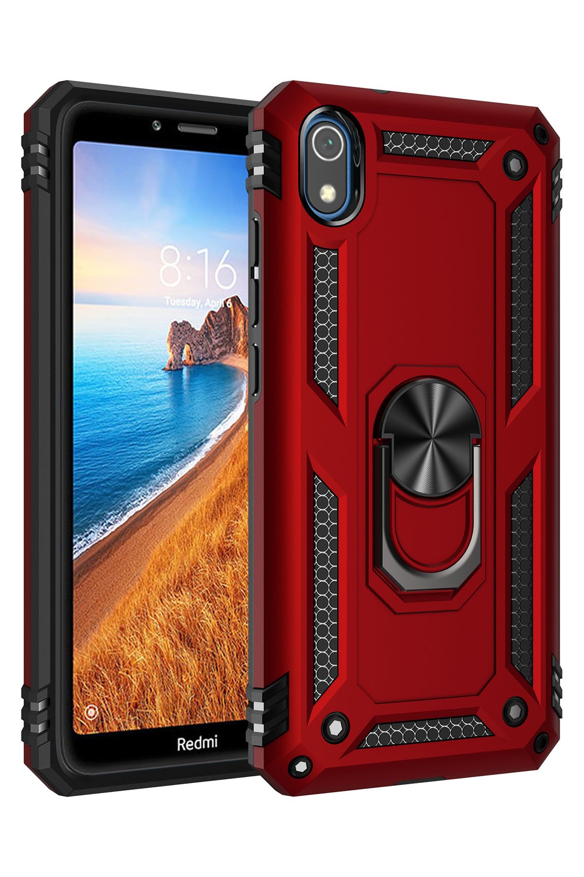 Redmi 7A Kılıf Sofya Yüzüklü Silikon Kapak - Kırmızı Redmi 7A Kılıf Sofya Yüzüklü Silikon Kapak - Kırmızı