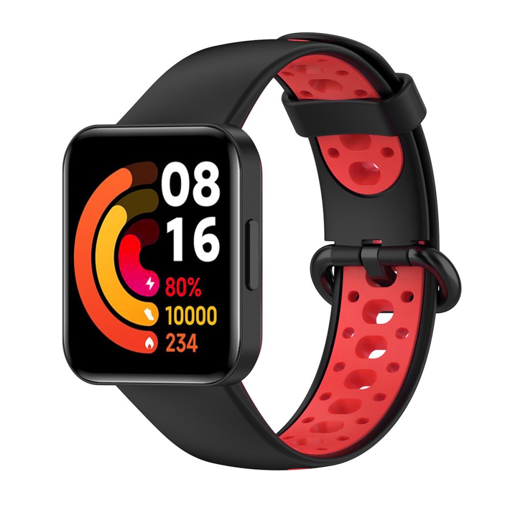 Redmi Watch 2 Lite Spor Delikli Kordon - Siyah-Kırmızı