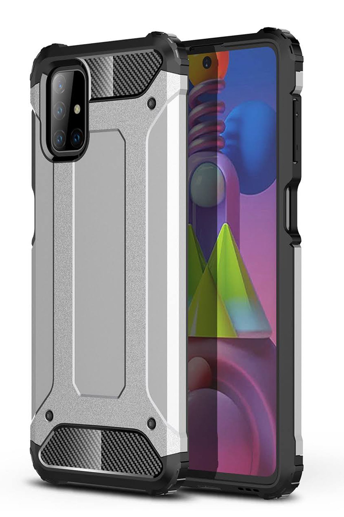  Samsung Galaxy M51 Kılıf Tank Silikon Kapak - Gümüş