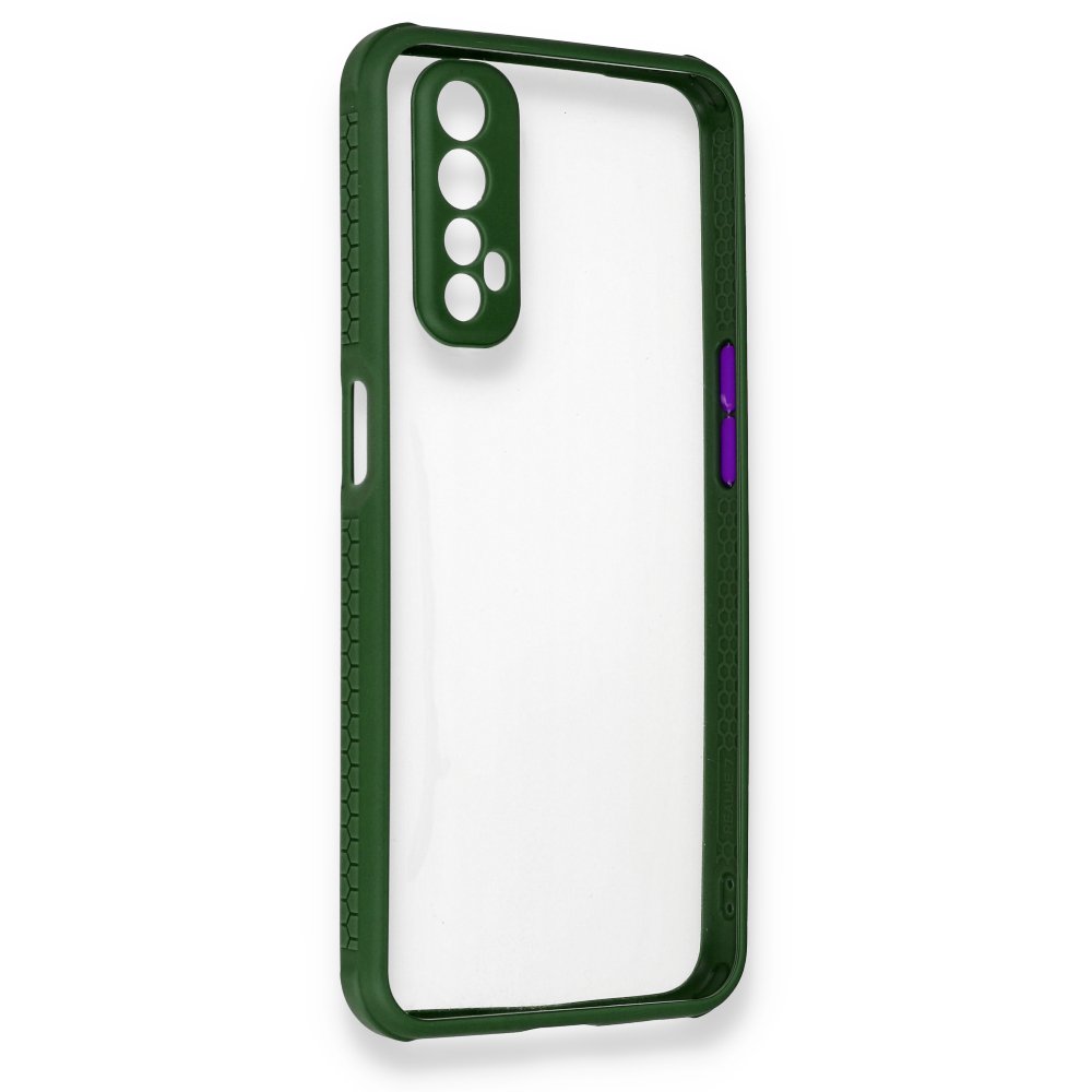 Realme 7 Kılıf Miami Şeffaf Silikon - Koyu Yeşil Realme 7 Kılıf Miami Şeffaf Silikon - Koyu Yeşil