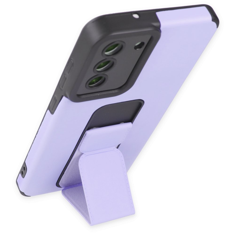  Samsung Galaxy S21 FE Kılıf Mega Standlı Silikon - Lila