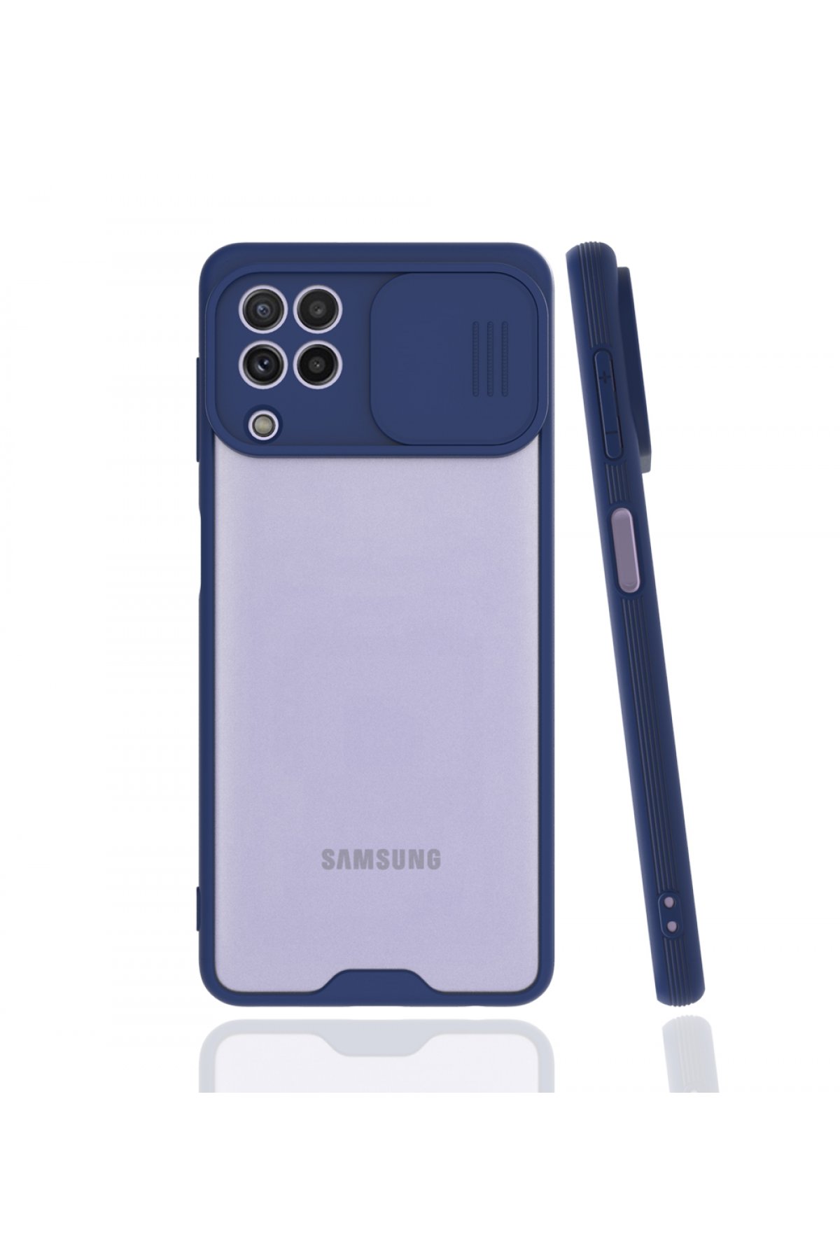  Samsung Galaxy M32 Kılıf Platin Kamera Koruma Silikon - Lacivert