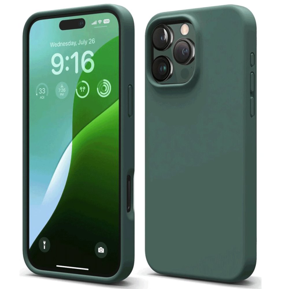  iPhone 16 Pro Max Kılıf First Silikon - Koyu Yeşil
