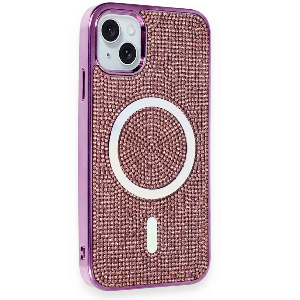 iPhone 15 Kılıf Diamond Magsafe Kapak - Derin Mor  iPhone 15 Kılıf Diamond Magsafe Kapak - Derin Mor
