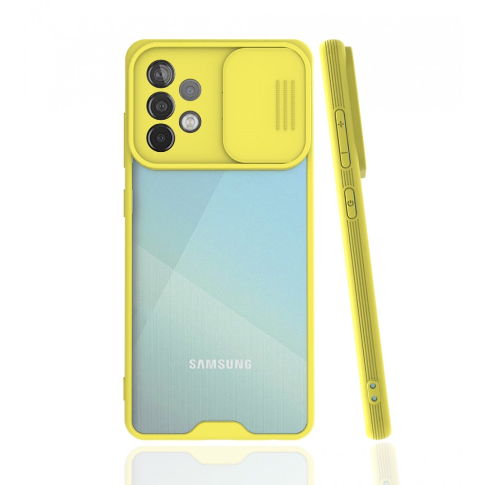  Samsung Galaxy A72 Kılıf Platin Kamera Koruma Silikon - Sarı