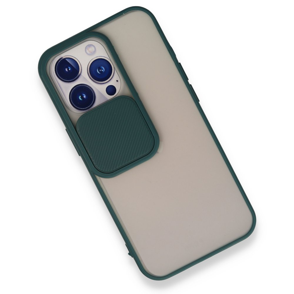  iPhone 13 Pro Kılıf Palm Buzlu Kamera Sürgülü Silikon - Yeşil