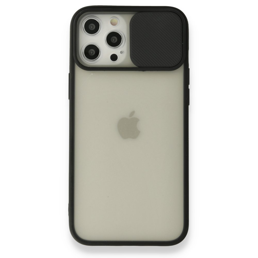  iPhone 12 Pro Max Kılıf Palm Buzlu Kamera Sürgülü Silikon - Siyah