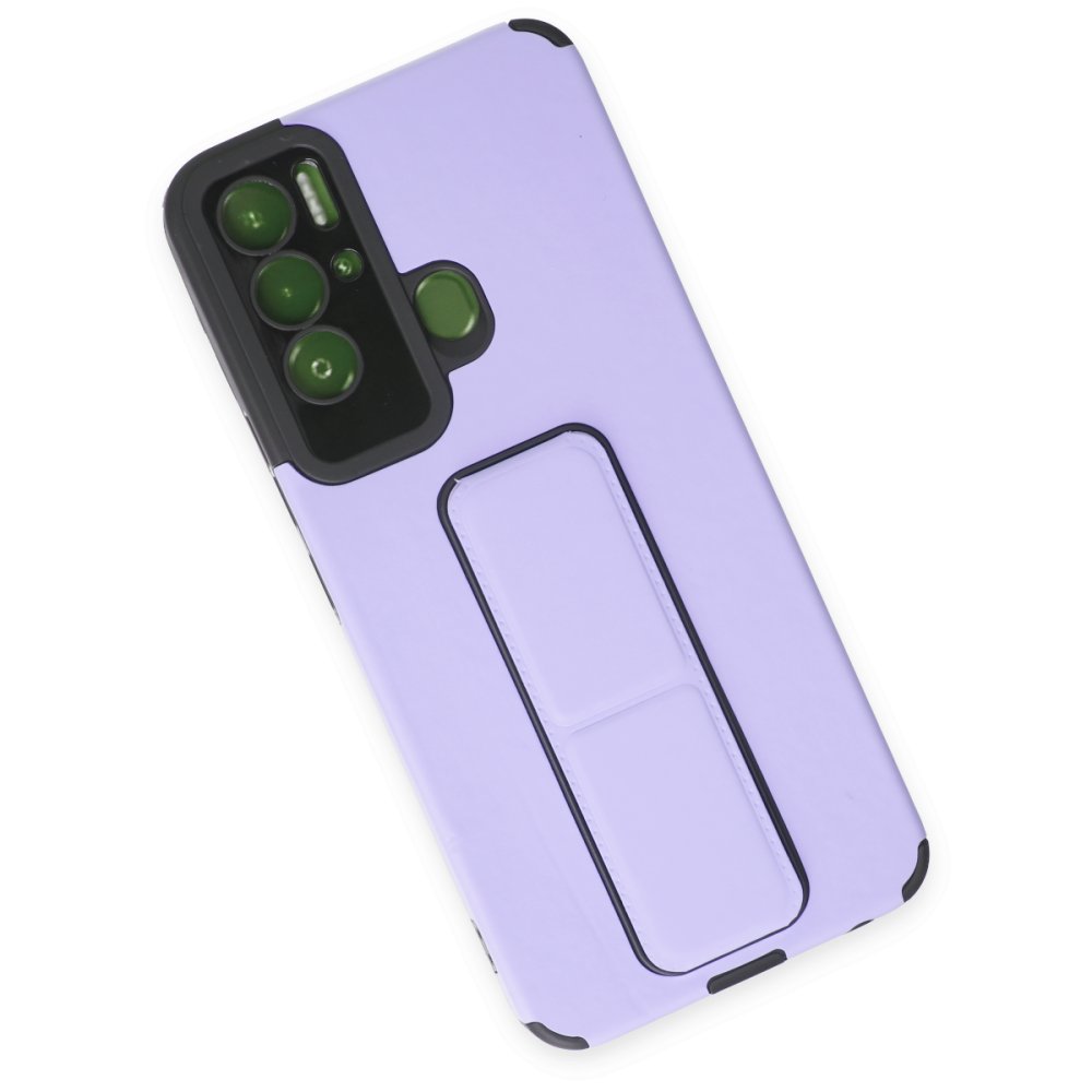 Tecno Pova Neo Kılıf Mega Standlı Silikon - Lila Tecno Pova Neo Kılıf Mega Standlı Silikon - Lila