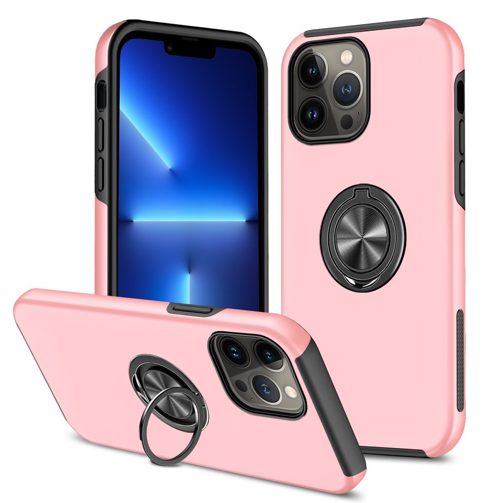  iPhone 13 Pro Max Kılıf Elit Yüzüklü Kapak - Pembe