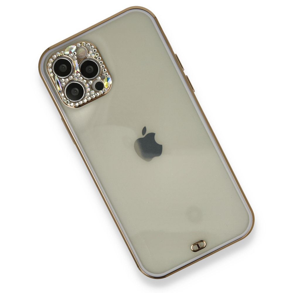  iPhone 12 Pro Max Kılıf Liva Taşlı Silikon - Mor