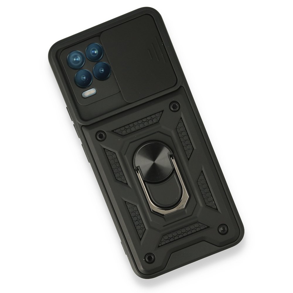  Realme 8 Pro Kılıf Pars Lens Yüzüklü Silikon - Siyah