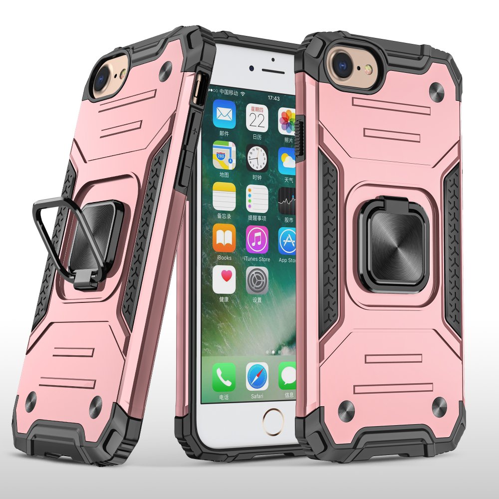 iPhone 8 Kılıf Zegna Yüzüklü Silikon Kapak - Rose iPhone 8 Kılıf Zegna Yüzüklü Silikon Kapak - Rose