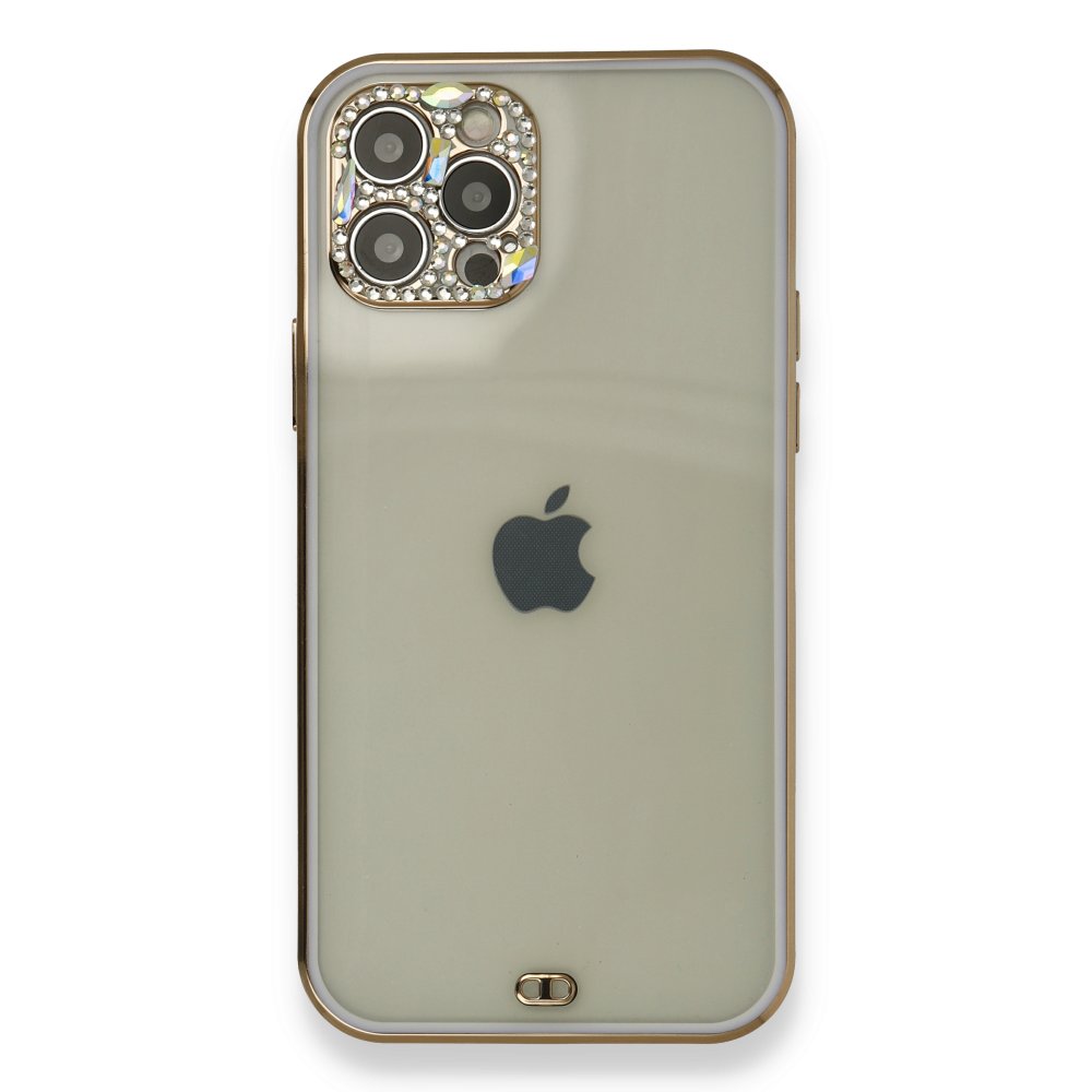  iPhone 12 Pro Kılıf Liva Taşlı Silikon - Mor