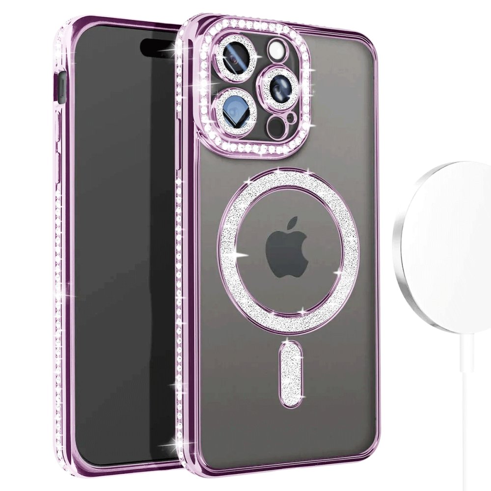  iPhone 15 Pro Max Kılıf Joke Simli Magneticsafe Kılıf - Pembe