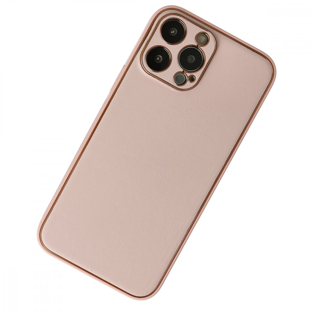  iPhone 13 Pro Max Kılıf Coco Deri Silikon Kapak - Pudra