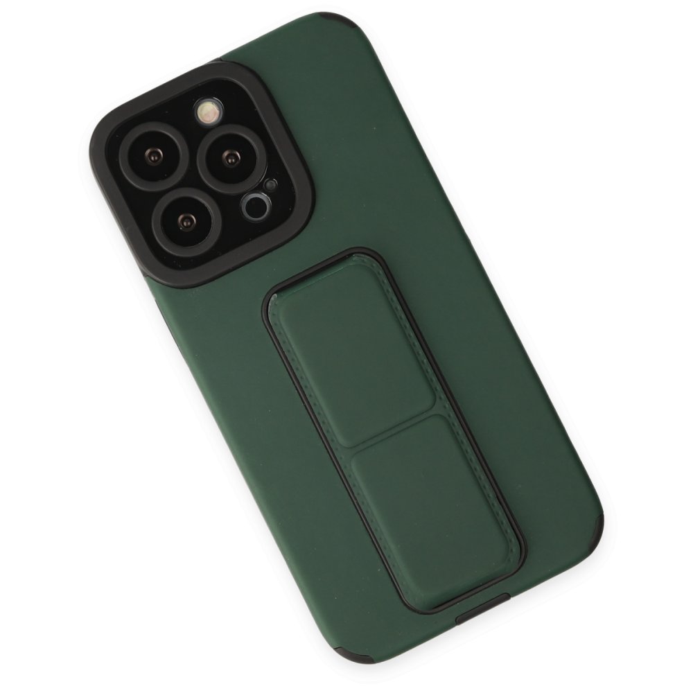 iPhone 13 Pro Max Kılıf Mega Standlı Silikon - Yeşil  iPhone 13 Pro Max Kılıf Mega Standlı Silikon - Yeşil