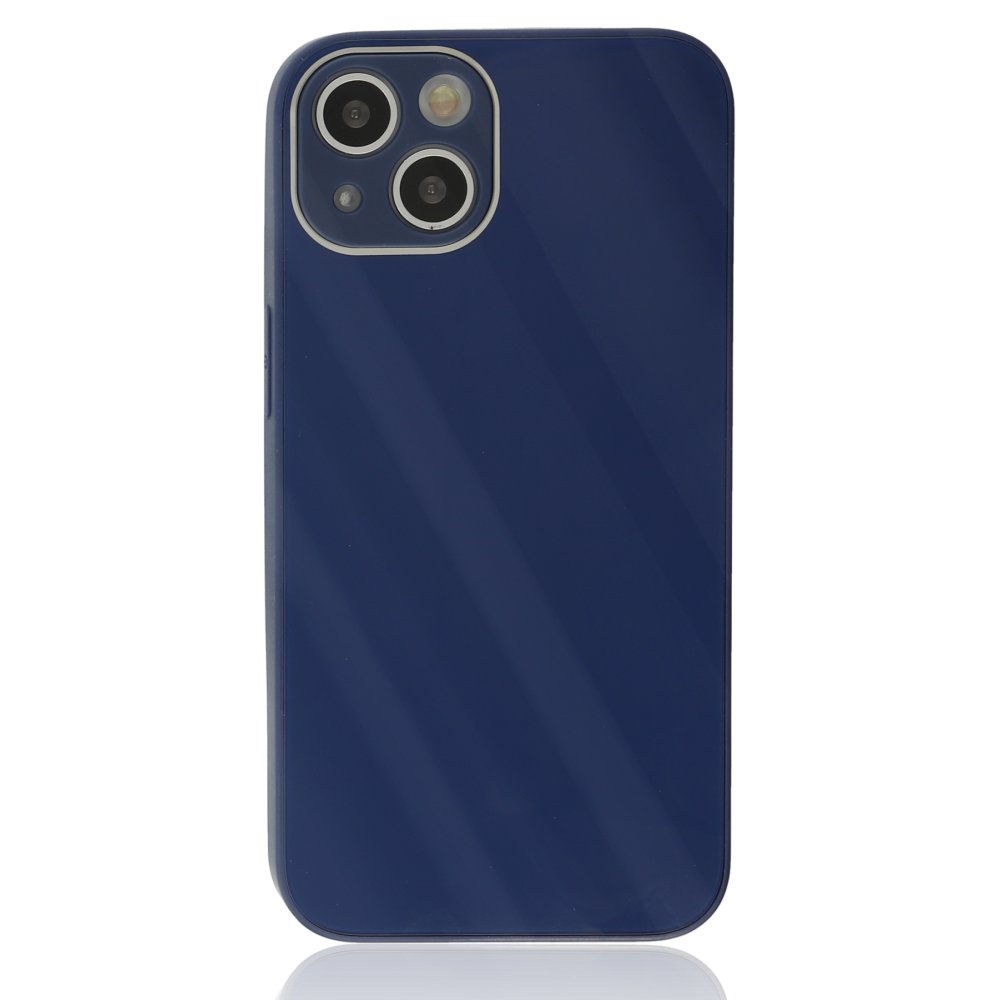  iPhone 14 Kılıf Glass Kapak - Lacivert