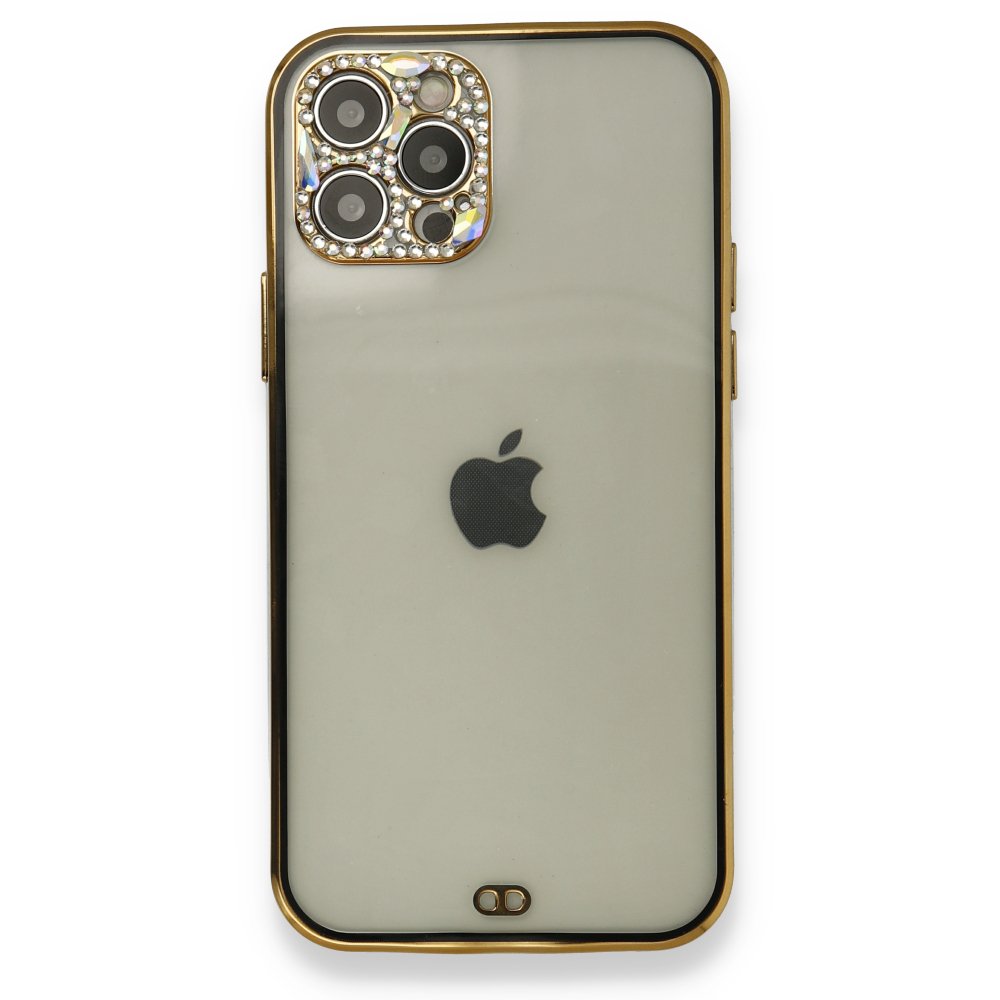  iPhone 12 Pro Max Kılıf Liva Taşlı Silikon - Siyah