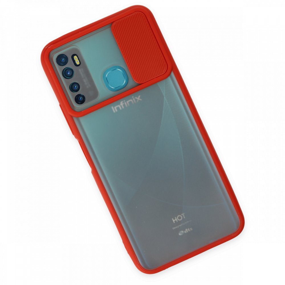  İnfinix Hot 9 Kılıf Palm Buzlu Kamera Sürgülü Silikon - Kırmızı