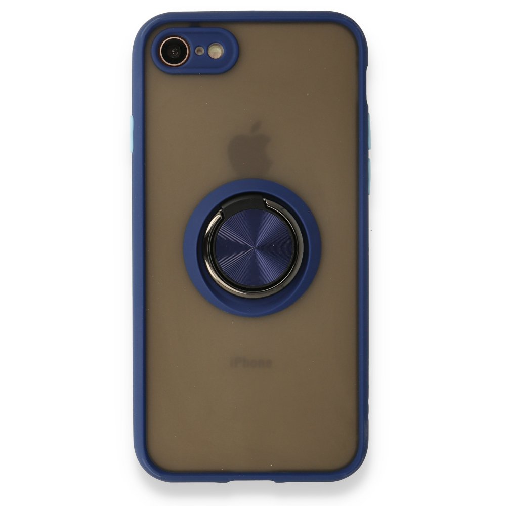  iPhone 8 Kılıf Montreal Yüzüklü Silikon Kapak - Lacivert