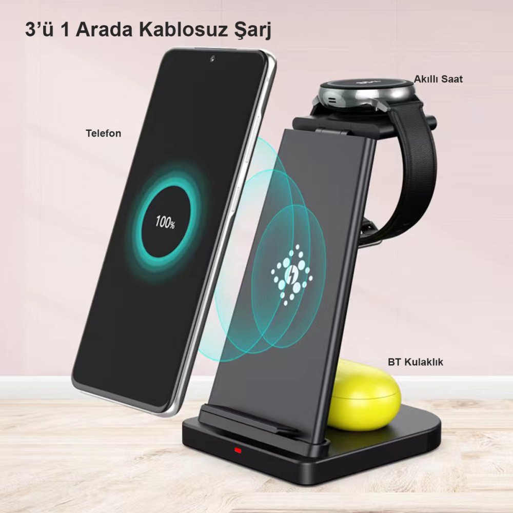  B12S Samsung Kablosuz Şarj Masaüstü Set - Siyah