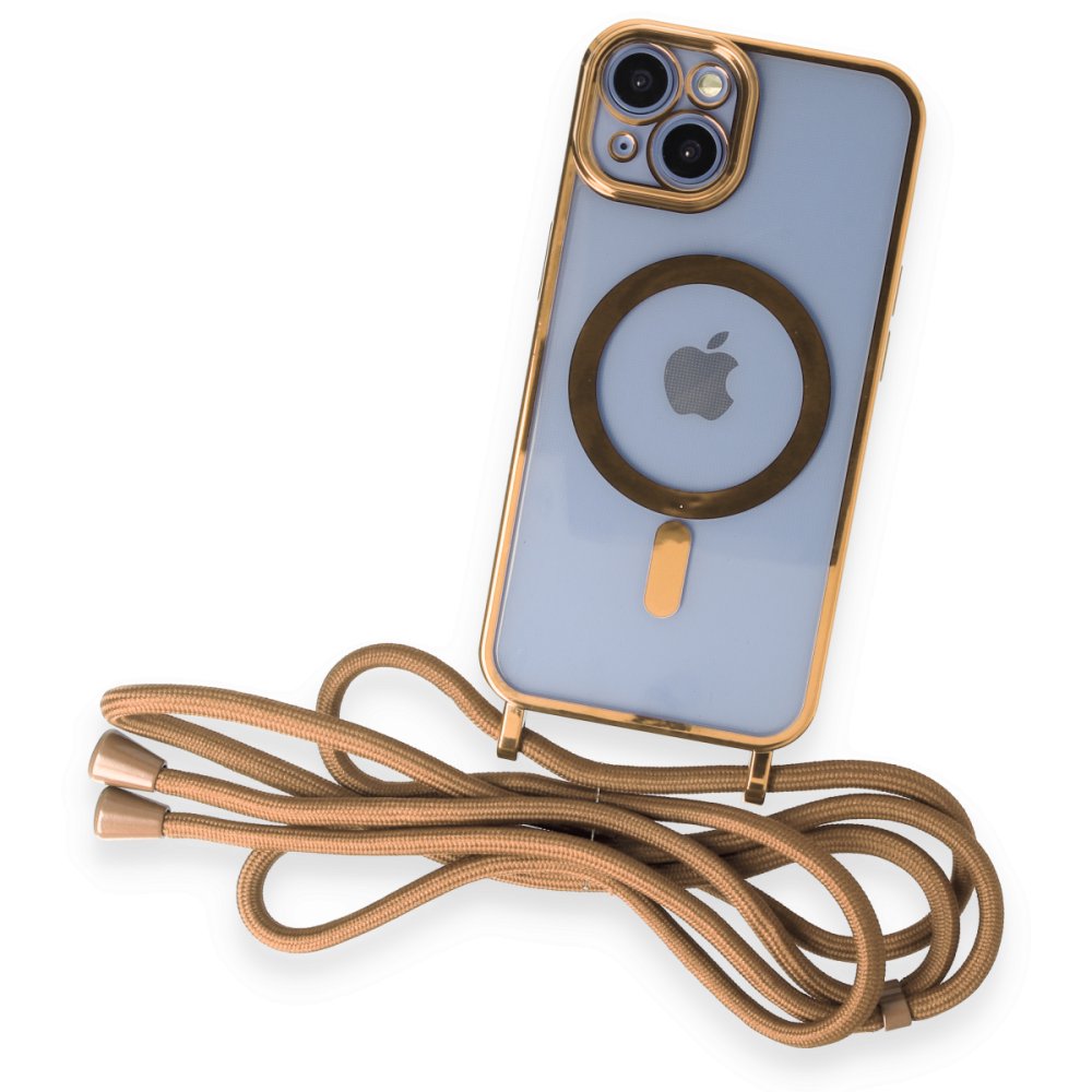  iPhone 14 Kılıf Divo Lazer Askılı Magsafe Kapak - Gold