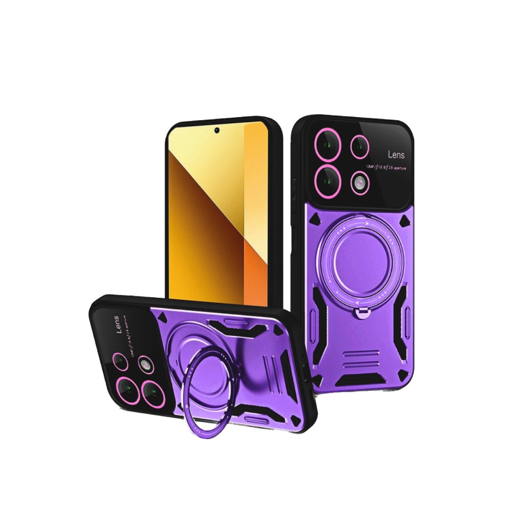  Xiaomi Poco M6 Pro 4G Kılıf Joy Lens Standlı Kapak - Mor