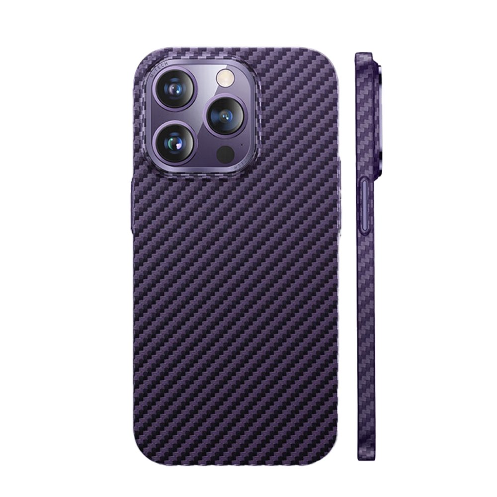 iPhone 14 Pro Kılıf Metalik Karbon Kapak - Mor  iPhone 14 Pro Kılıf Metalik Karbon Kapak - Mor