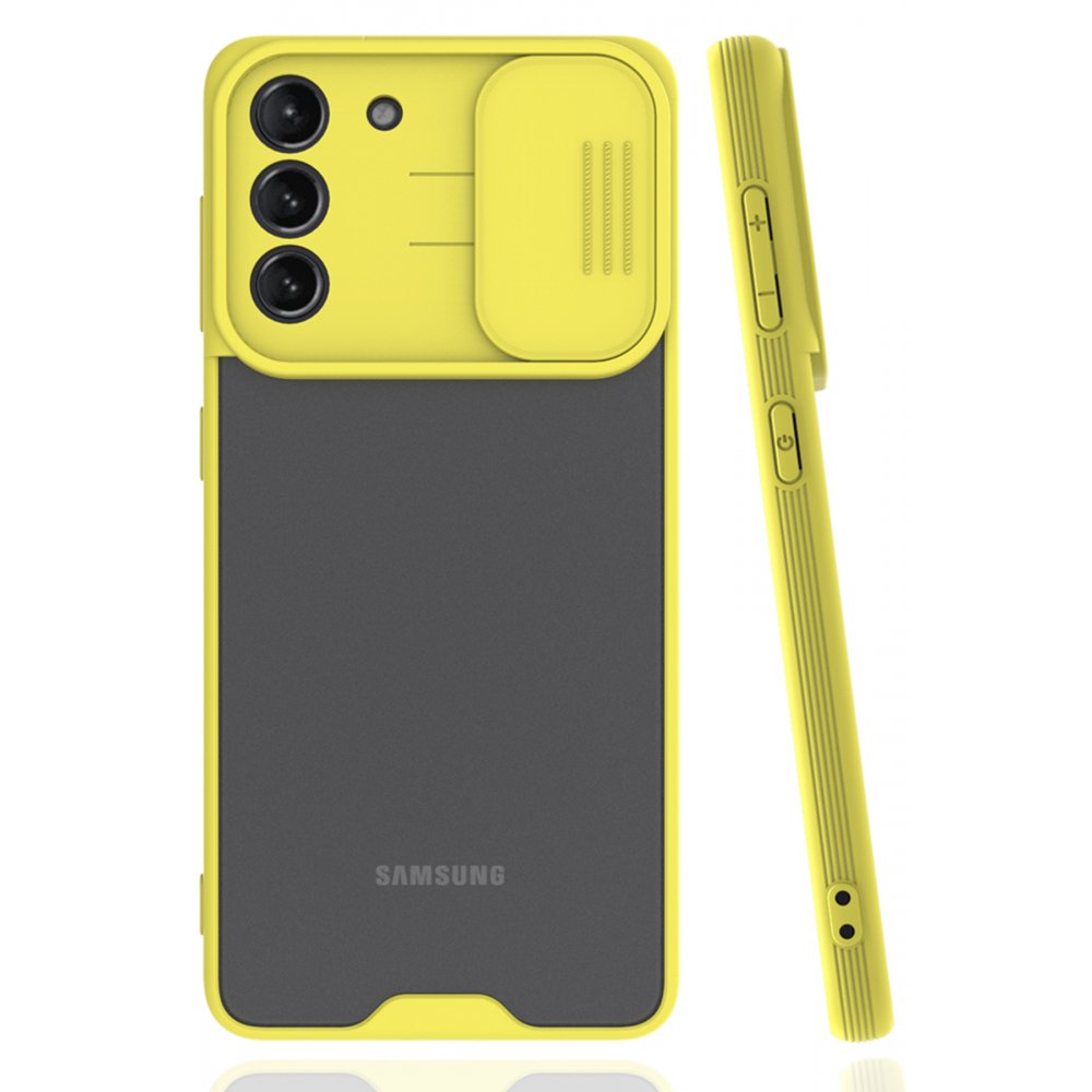  Samsung Galaxy S21 Plus Kılıf Platin Kamera Koruma Silikon - Sarı
