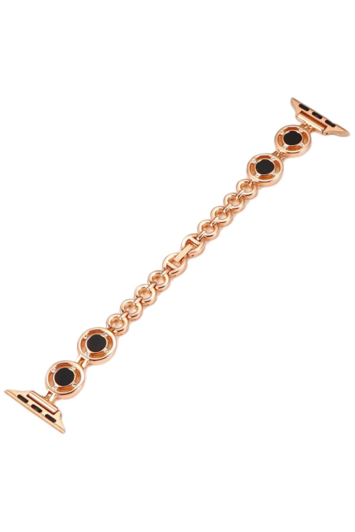 Apple Watch 40mm KR403 Metal Halhal Kordon - Gold-Siyah Apple Watch 40mm KR403 Metal Halhal Kordon - Gold-Siyah