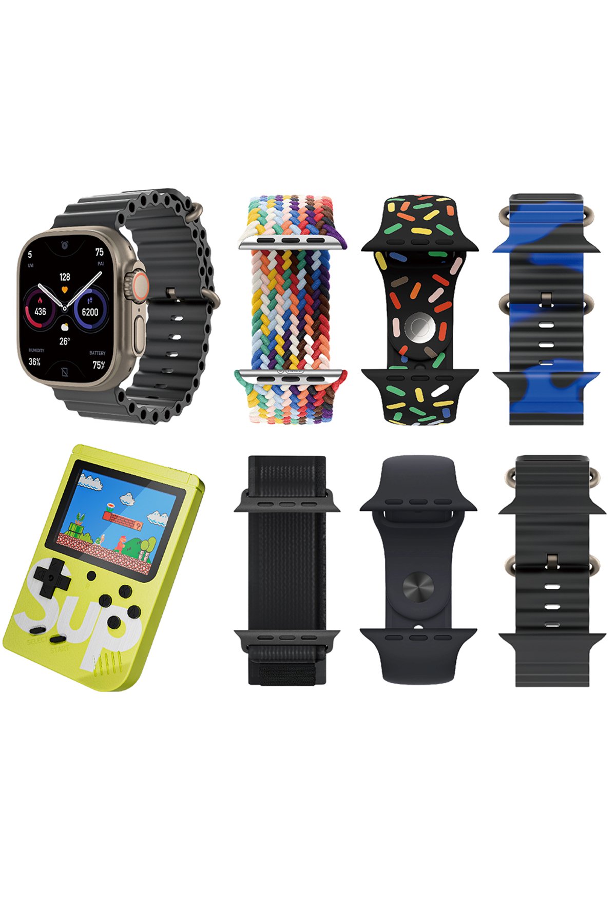 Karler Bass K3 Kombo 7 Adet Kordon ve Ekstra Atari Hediyeli Konuşma Özellikli Akıllı Saat - Sarı