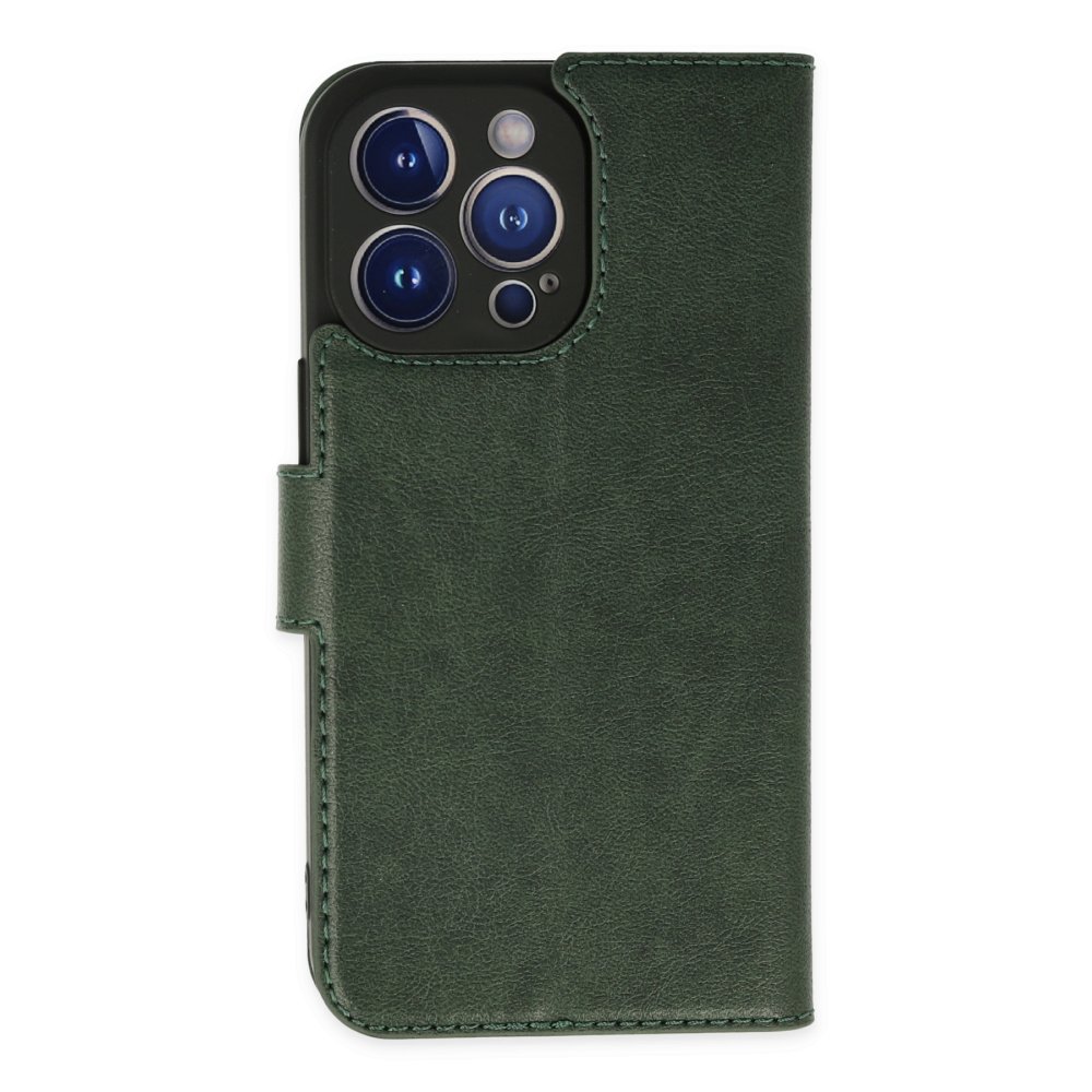  iPhone 14 Pro Kılıf Trend S Plus Kapaklı Kılıf - Yeşil